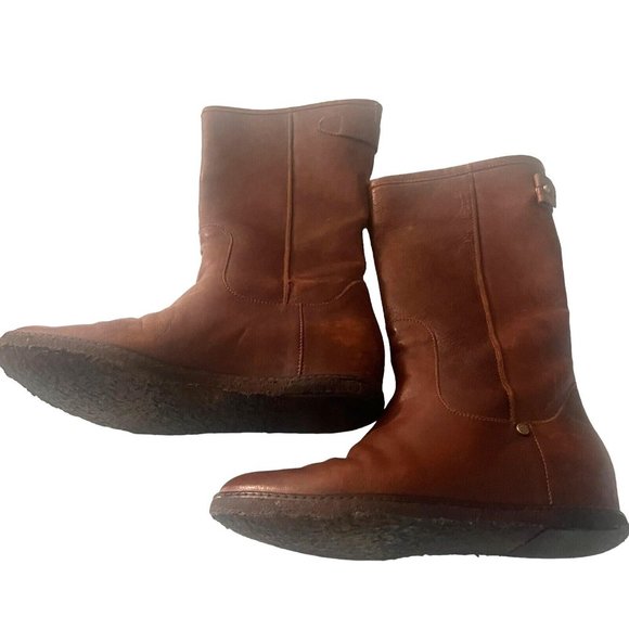 Stuart Weitzman Womens Sz 8.5  Leather Wedge Pull On Short Boots Brown Casual - Picture 13 of 16